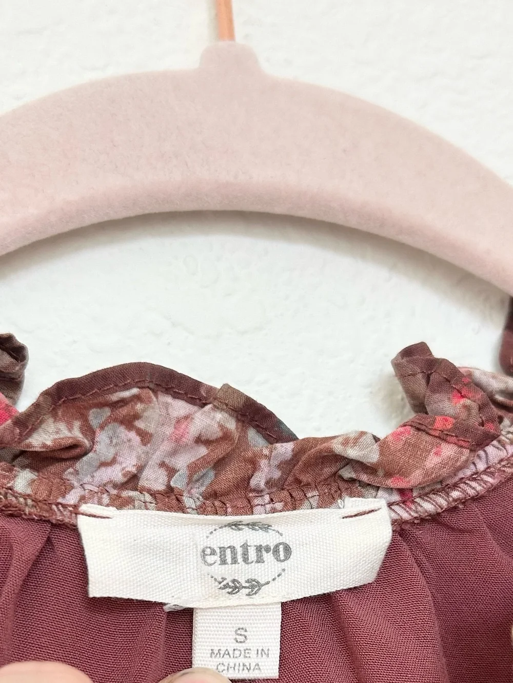 Entro Brown Floral Poplin Mini Dress with Ribbon Detail - Picture 6 of 7
